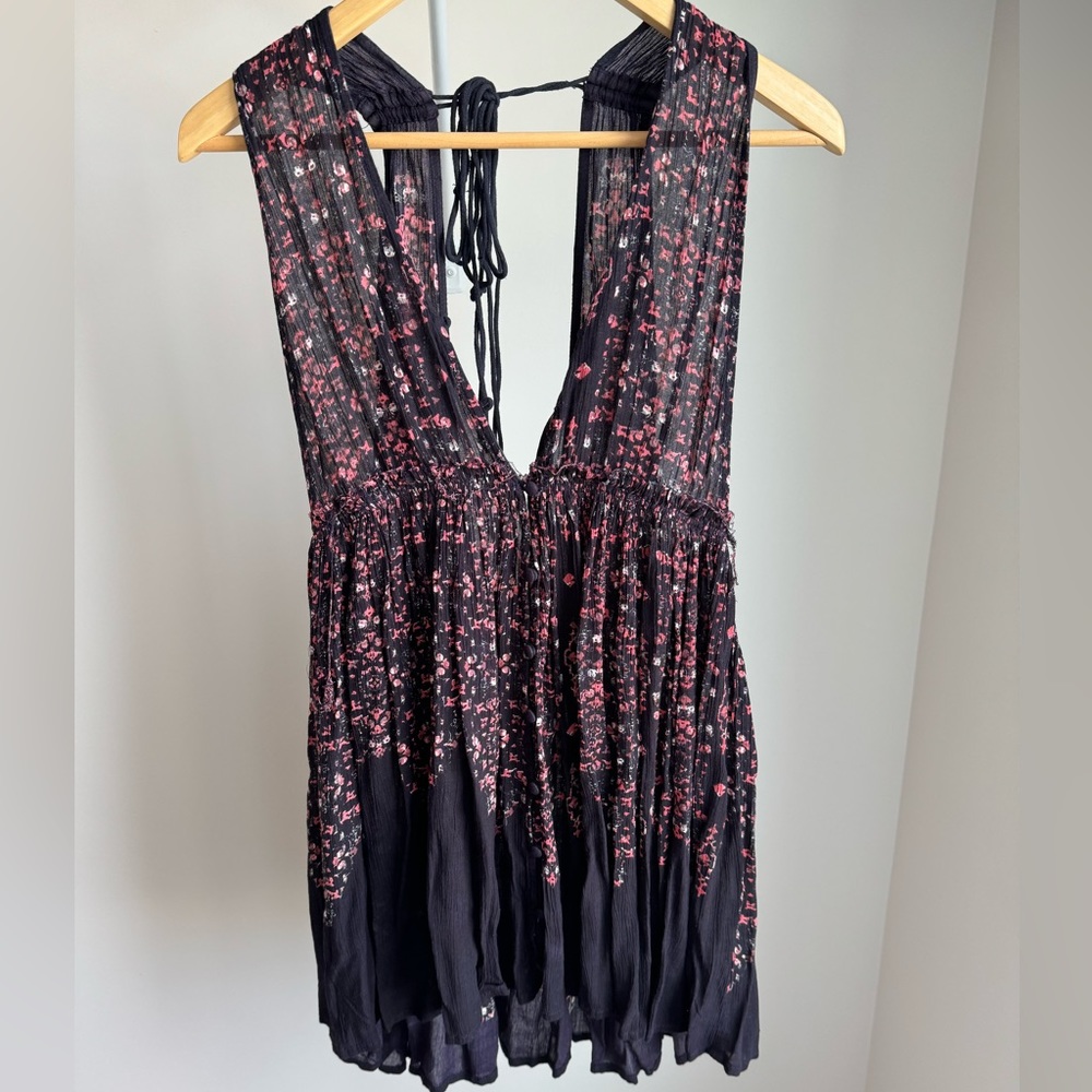 Free People Navy and Floral Tank/Dress